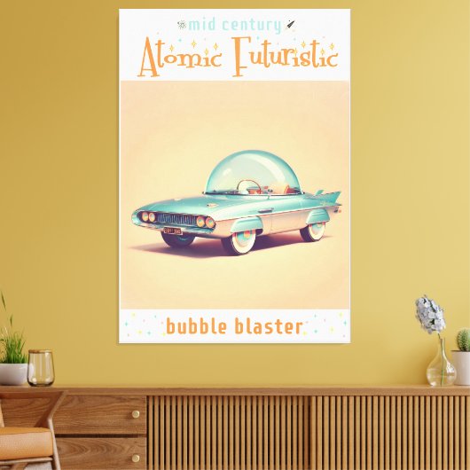 Atomic Futuristic Bubble Blaster Car Canvas Afdruk (Insitu (Woonkamer))