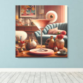 Atomic Futuristic Cherry Blossom Martini Canvas Afdruk (Insitu (Houten vloer))