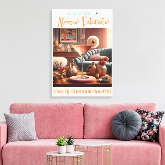 Atomic Futuristic Cherry Blossom Martini Canvas Afdruk (Insitu (Woonkamer))