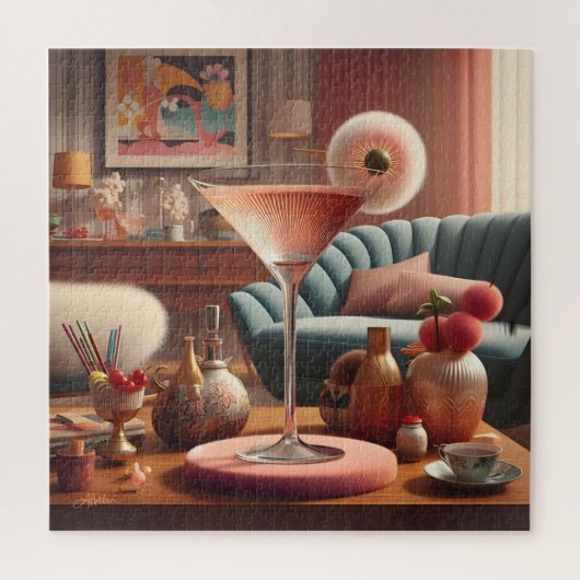 Atomic Futuristic Cherry Blossom Martini Legpuzzel (Verticaal)