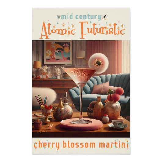 Atomic Futuristic Cherry Blossom Martini Perfect Poster (Voorkant)