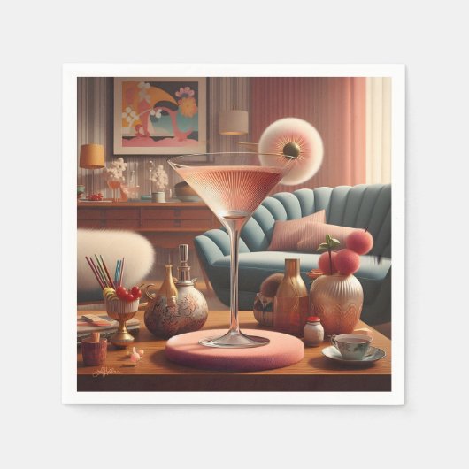 Atomic Futuristic Cherry Blossom Martini Servet (Voorkant)