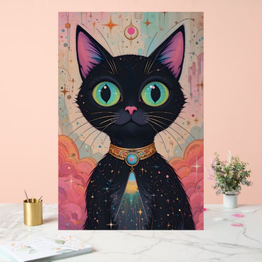 Atomic Futuristic Cosmic Black Cat Universe Acryl Bord (Huwelijk)