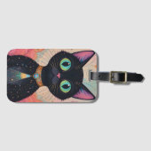 Atomic Futuristic Cosmic Black Cat Universe Bagagelabel (Voorkant (horizontaal))