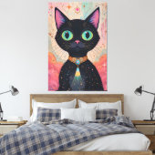 Atomic Futuristic Cosmic Black Cat Universe Canvas Afdruk (Insitu (Slaapkamer))