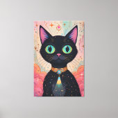 Atomic Futuristic Cosmic Black Cat Universe Canvas Afdruk (Voorkant)