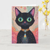 Atomic Futuristic Cosmic Black Cat Universe Kaart (Gele Bloem)