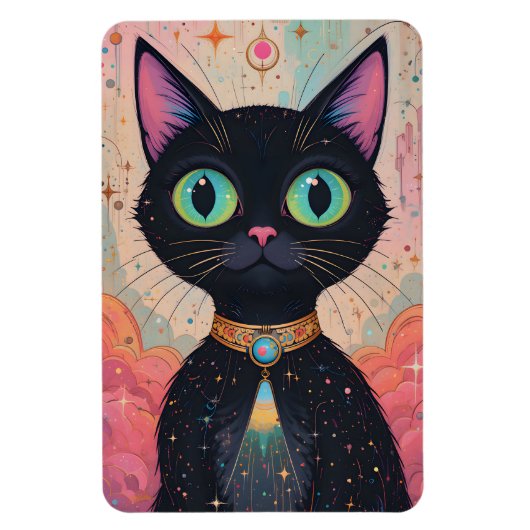 Atomic Futuristic Cosmic Black Cat Universe Magneet (Verticaal)