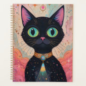 Atomic Futuristic Cosmic Black Cat Universe Planner (Voorkant)