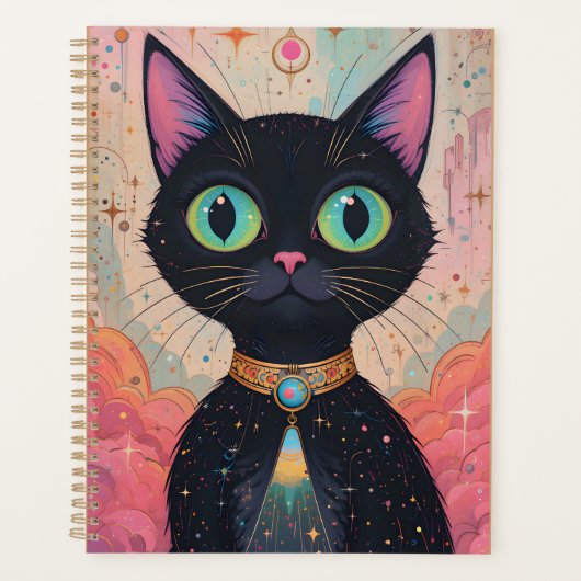 Atomic Futuristic Cosmic Black Cat Universe Planner (Voorkant)