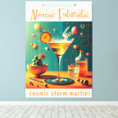 Atomic Futuristic Cosmic Storm Martini Canvas Afdruk (Insitu (Houten vloer))