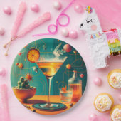 Atomic Futuristic Cosmic Storm Martini Papieren Bordje (Feest)