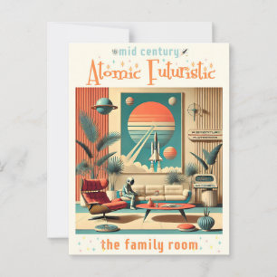 Atomic Futuristic Florida Space Age Familiekamer Briefkaart