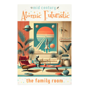 Atomic Futuristic Florida Space Age Familiekamer Foto Afdruk