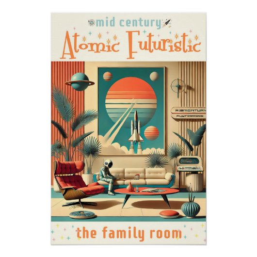 Atomic Futuristic Florida Space Age Familiekamer Perfect Poster (Voorkant)