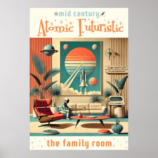Atomic Futuristic Florida Space Age Familiekamer Poster (Voorkant)