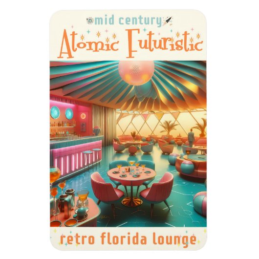 Atomic Futuristic Retro Florida Lounge Magneet (Verticaal)