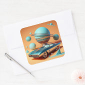 Atomic Futuristic Sky View Cruiser Car  Vierkante Sticker (Envelop)