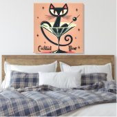 Atomic Futuristic Space Age Black Cat Martini Canvas Afdruk (Insitu (Slaapkamer))