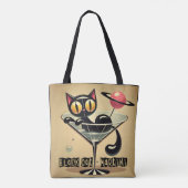 Atomic Futuristic Space Age Black Cat Martini Draagtas (Achterkant)
