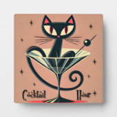 Atomic Futuristic Space Age Black Cat Martini Fotoplaat (Voorkant)
