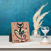 Atomic Futuristic Space Age Black Cat Martini Fotoplaat (Insitu)