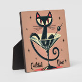 Atomic Futuristic Space Age Black Cat Martini Fotoplaat (Voorkant)