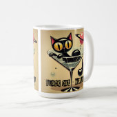 Atomic Futuristic Space Age Black Cat Martini Koffiemok (Voorkant rechts)