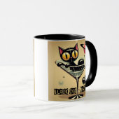 Atomic Futuristic Space Age Black Cat Martini Mok (Voorkant rechts)