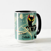 Atomic Futuristic Space Age Black Cat Martini Mok (Voorkant rechts)