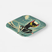 Atomic Futuristic Space Age Black Cat Martini Papieren Bordje (Gebogen)