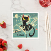 Atomic Futuristic Space Age Black Cat Martini Servet (Insitu)