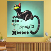 Atomic Futuristic The Leaping Cat Lounge Canvas Afdruk (Insitu (Woonkamer))