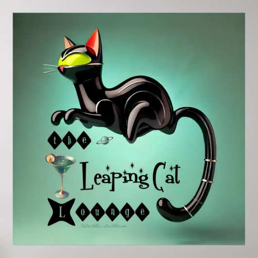 Atomic Futuristic The Leaping Cat Lounge Poster (Voorkant)