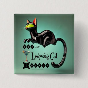 Atomic Futuristic The Leaping Cat Lounge Vierkante Button 5,1 Cm