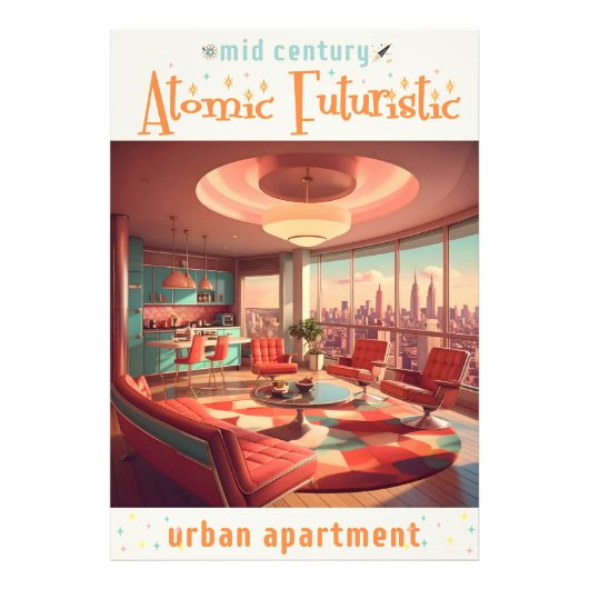 Atomic Futuristic Urban Apartment Foto Afdruk (Voorkant)