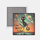 Atomic futuristische kosmische zwarte kat cocktail magneet (Voorkant / Achterkant)