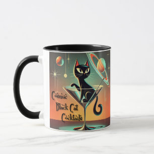Atomic futuristische kosmische zwarte kat cocktail mok