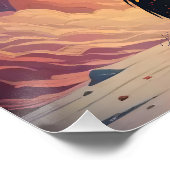 Atomic futuristische kosmische zwarte kat in het m perfect poster (Hoek)