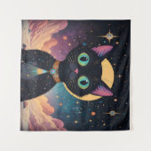 Atomic futuristische kosmische zwarte kat in het m wandkleed (Voorkant (horizontaal))