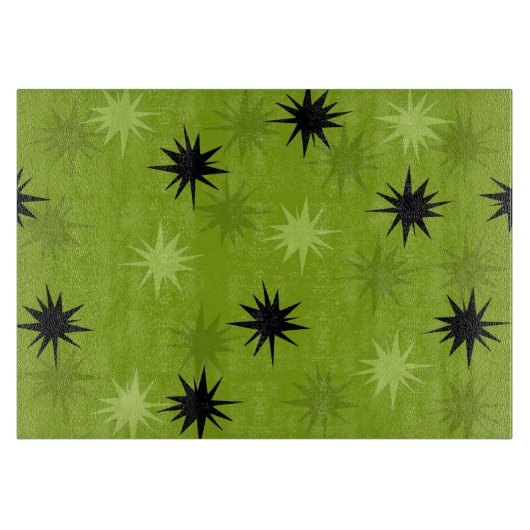 Atomic Green Starbursts Glass Cutting Board Snijplank (Voorkant)