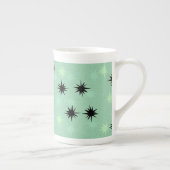 Atomic Jade en Mint Starbursts Bone China Mok (Rechts)