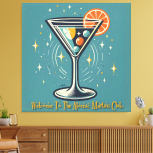 Atomic Martini Club Retro Futuristische Cocktail Canvas Afdruk