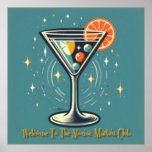 Atomic Martini Club Retro Futuristische Cocktail Poster