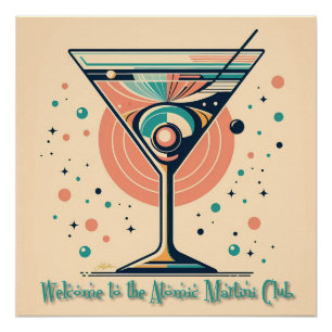 Atomic Martini Club Retro Futuristische Ruimtetijd Perfect Poster