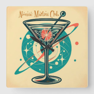 Atomic Martini Club Space Age Vierkante Klok