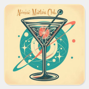 Atomic Martini Club Space Age Vierkante Sticker