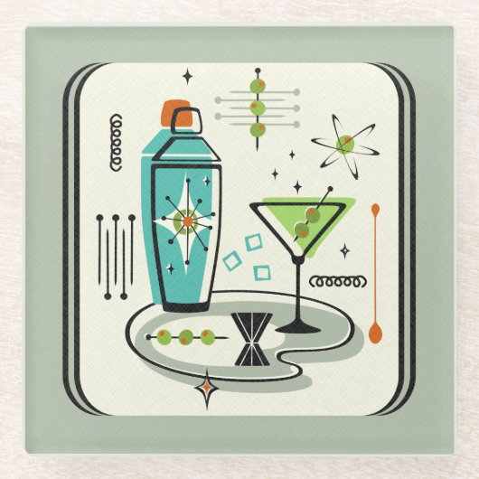 Atomic Martini ©studioxtine Glazen Onderzetter (Voorkant)