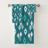Atomic MCM Diamonds Blauwgroen patroon, peach, Ble Bad Handdoek (Insitu)