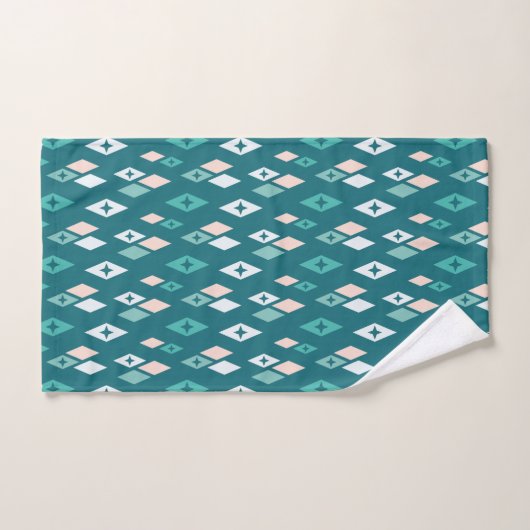 Atomic MCM Diamonds Blauwgroen patroon, peach, Ble Bad Handdoek (Handdoek)